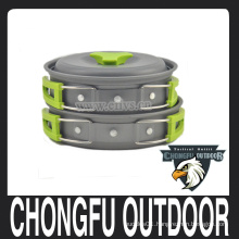 New 2016 Green pan and pot set for camping equipment , hiking survival,backpacking, picnic